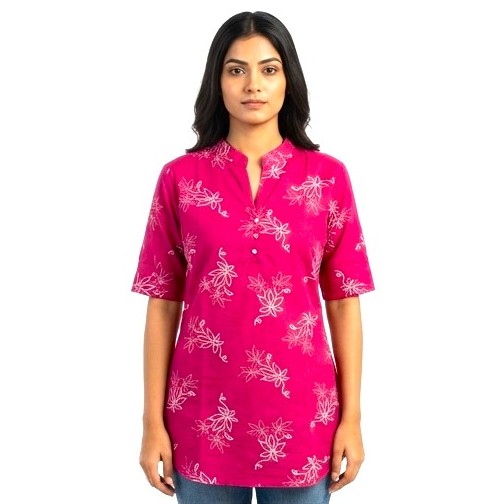 12 -A DeSorra Floral Cotton Office Wear Top