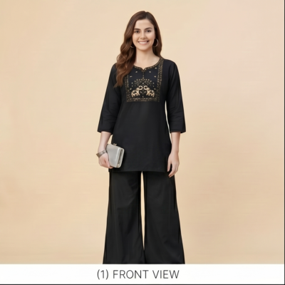 DeSorra Premium Black Designer Embroidery Co-Ord