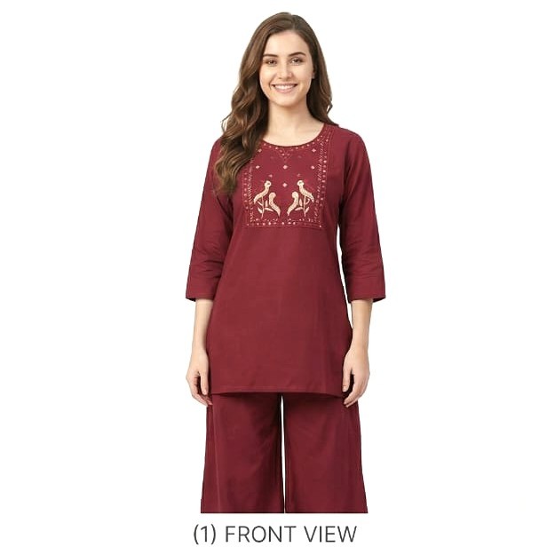 25 mrn A DeSorra Premium Maroon Designer Embroidery Co-Ord