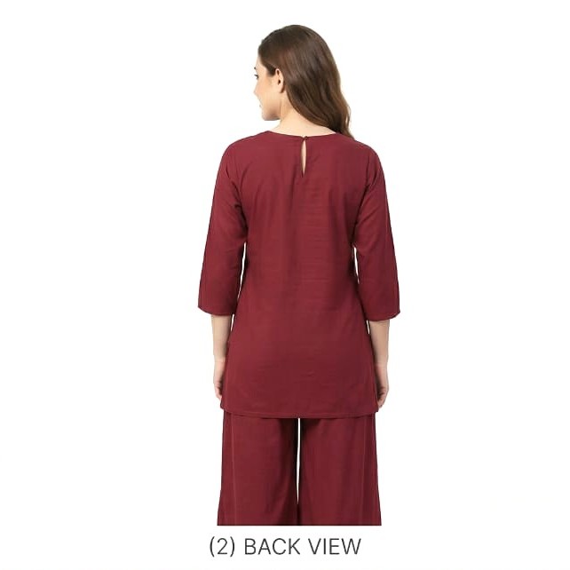 25 mrn B DeSorra Premium Maroon Designer Embroidery Co-Ord - Image 2