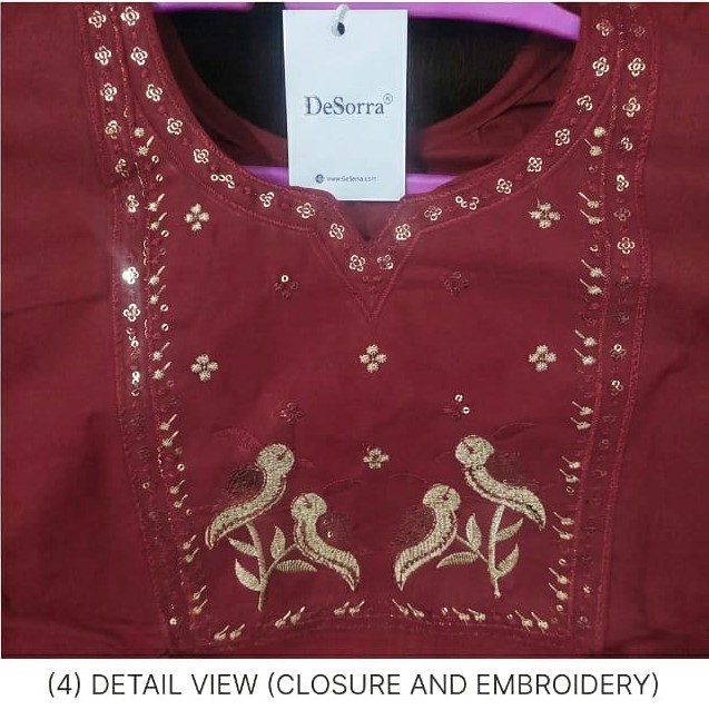 25 mrn D DeSorra Premium Maroon Designer Embroidery Co-Ord - Image 4