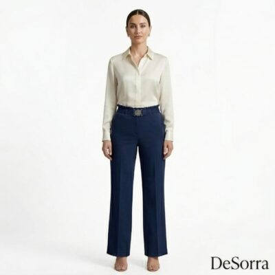 DeSorra Premium Navy Blue Formal Trouser for Women – Elegant Office Wear