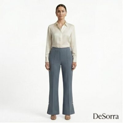 DeSorra Elegant Office Essential High-GSM Cotton Women’s Formal Pant