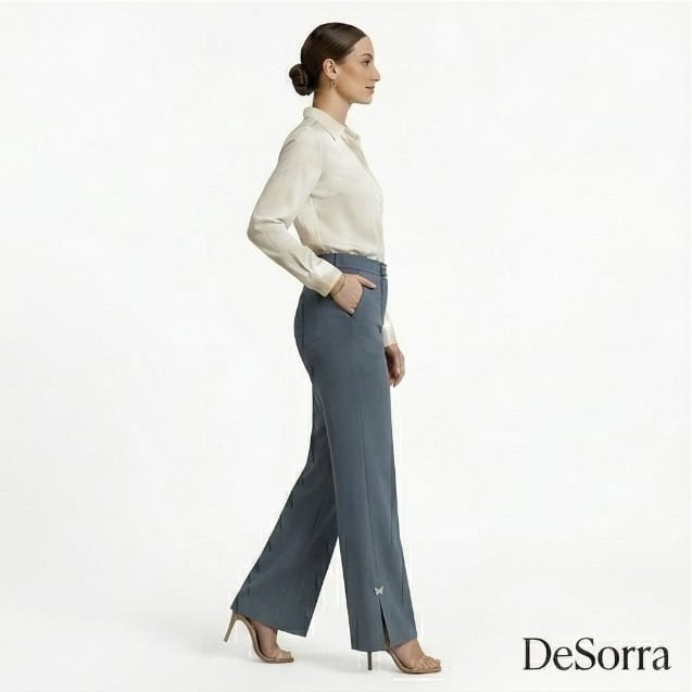 27 C DeSorra Elegant Office Essential High-GSM Cotton Women’s Formal Pant - Image 3