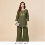 DeSorra Premium Olive Green Designer Embroidery Co-Ord