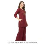 DeSorra Premium Maroon Designer Embroidery Co-Ord - Image 3