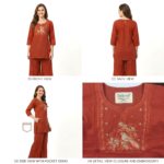 DeSorra Premium Orange Designer Embroidery Co-Ord - Image 4