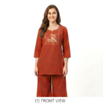 DeSorra Premium Orange Designer Embroidery Co-Ord