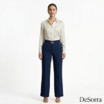 DeSorra Premium Navy Blue Formal Trouser for Women – Elegant Office Wear