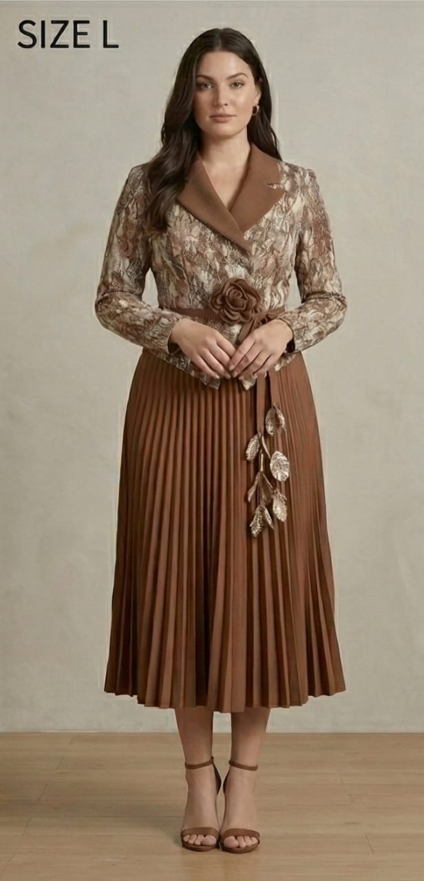 WhatsApp Image 2026-04-11 at 9.26.01 AM (1) Signature Brown Midi Dress by DeSorra | Stretchable & Wrinkle-Free - Image 1