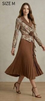Signature Brown Midi Dress by DeSorra | Stretchable & Wrinkle-Free - Image 2